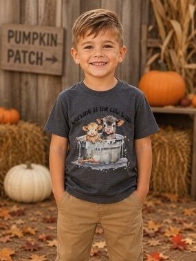 HG Creations Boys 5T Cow Wash Farm Graphic Tee Fall